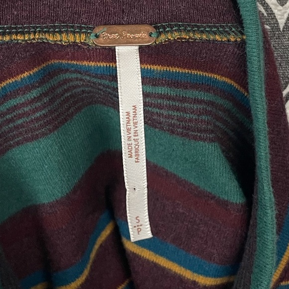 Free People Steph Mock Neck Long Sleeve Striped  Top Pine Combo Size Small - Picture 13 of 13